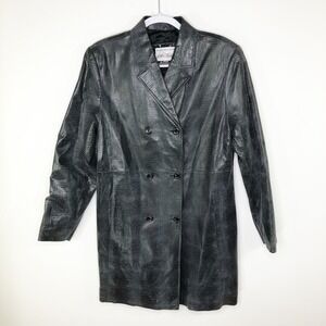 Lord & Taylor Leather Jacket Croc Embossed